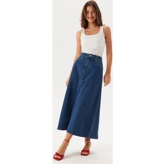 Pieces Pcabbi Mw A-shape Ankle Skirt  Medium Blue Denim L