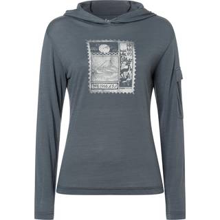 super.natural Women's Stamp Light Print Hoodie Merinohoodie Damer størrelse S farve grå/blå