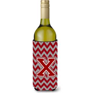 Brev X Chevron Maroon og White Wine Bottle Beverage Isulator Hugger CJ1049-Xliterk