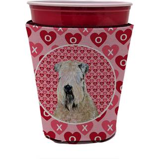 Caroline's Treasures SS4493RSC Wheaten Terrier Soft Coated Hearts Love Valentine's Red Cup Hugger COUL COOLER Sleeve Hugger Machine Washable Drin