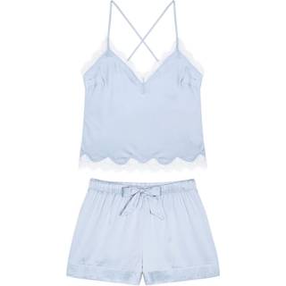 Chelsea Peers Chelsea Peers Blue Satin Lace Trim Cami Short Pyjama Set