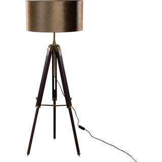 Messing Tripodfod Gulvlampe med Bronze Fløjlsskærm 50 cm - Cortin