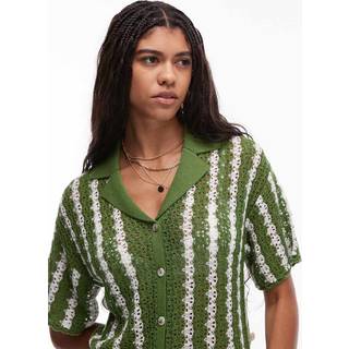 Topshop Knitted Stitchy Stripe Co-ord Shirt