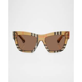 Burberry BE4449F Asian Fit 414673 53 Solbriller Kvinder Brun - Checkered Sand Brown - 53mm