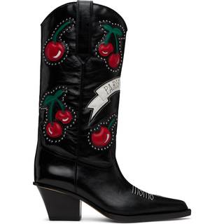 Paris Texas 60 patch-appliquÃ© leather cowboy boots - black - EU 36