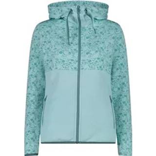 CMP Women's Printed Stretch Jacket Fix Hood Fleecejakke Damer størrelse 40 farve turkis