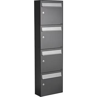 Allux HC4 systempostkasse uden lås, grå klap, antracit - 4 moduler