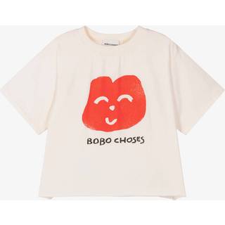 Bobo Choses Joyful Face T-shirt Offwhite 2-3 Y  Creme  2-3 år  kvinde