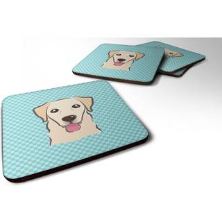 """" Caroline's Treasures BB1190FC Checkerboard Blue Golden Retriever Foam Coaster (Sæt på 4) 3.5 """" ""H X 3,5"" """" ""W Multicolor"" ""