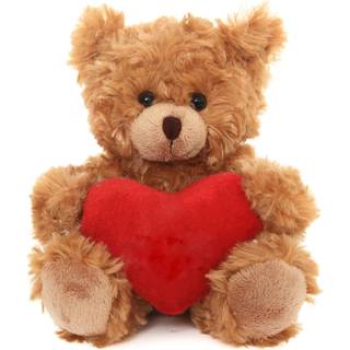 Plushland Mocha Teddy Bear Med tilpasset besked om broderet hjerte udstoppet dyreplysende legetøj - Valentine personlig gave til piger drenge og