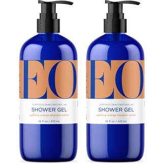 EO Shower Gel Body Wash 16 ounce (pakke med 2) appelsinblomst og vanilje ?kologisk plantebaseret hudplejerens med rene ?teriske olier