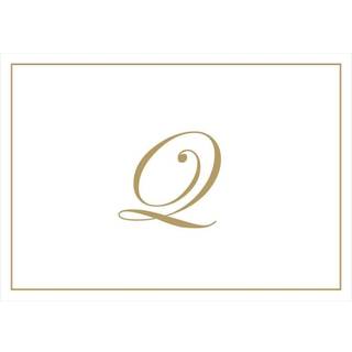 Caspari guld pr?gede initialer Boksede notekort i bogstav q 8 kort og konvolutter