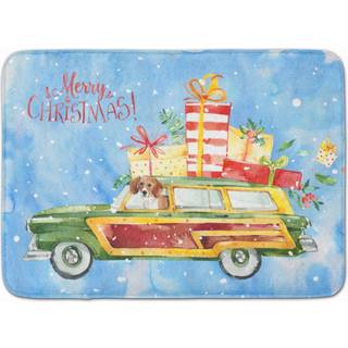 """" Caroline's Treasures Merry Christmas Beagle Machine Washable Memory Foam Mat Doormats Multicolor """"
