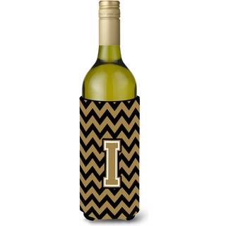 Brev I Chevron Black and Gold Wine Bottle Beverage Isulator Hugger CJ1050-ILITERK
