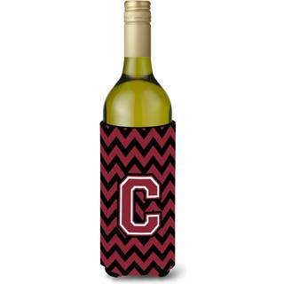 Brev C Chevron Garnet og Black Wine Bottle Beverage Isulator Hugger CJ1052-Cliterk