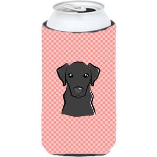 Checkerboard Pink Black Labrador Tall Boy Beverage Isulator Hugger BB1235TBC