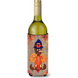Thanksgiving Tyrkiet Fleur de lis p? Faux Jute vinflaske Drik Isolator Drik Isolator Hugger