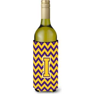 Brev I Chevron Purple and Gold Wine Bottle Beverage Isulator Hugger CJ1041-ILITERK