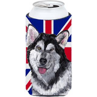 Alaskan Malamute med den engelske union Jack British Flag Tall Boy Beverage Isulator Hugger SC9815TBC