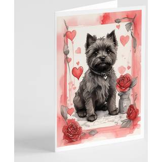 Caroline's Treasures DAC4397GCA7P Cairn Terrier Valentine Roses lykønskningskort Pakke med 8 blanke kort med konvolutter, finurlig A7 -størrelse