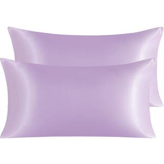NTBAY 2 Pack Satin King Pillowcases til hår og hud luksuriøse og silkeagtige pudebetræk med konvolutlukning 20x40 tommer lys lilla