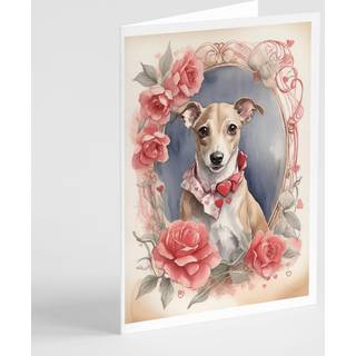 Caroline's Treasures DAC4599GCA7P WHIPPET VALENTINE ROSER HASPING CARTS PACK med 8 blanke kort med konvolutter, lunefuld A7 Størrelse 5x7 Blank N