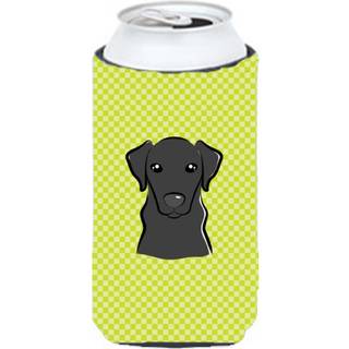 Checkerboard Lime Green Black Labrador Tall Boy Beverage Isulator Hugger BB1297TBC
