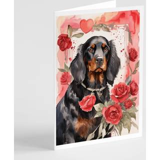Caroline's Treasures DAC4456GCA7P Gordon Setter Valentine Roses lykønskningskort Pakke med 8 blanke kort med konvolutter, finurlig A7 -størrelse