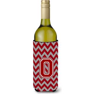 Brev O Chevron Maroon og White Wine Bottle Beverage Isulator Hugger CJ1049-Oliterk