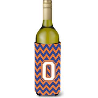 Brev O Chevron Blue og Orange Wine Bottle Beverage Isulator Hugger CJ1060-Oliterk
