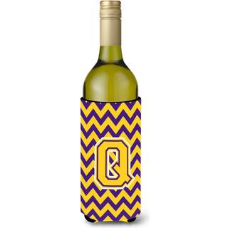 Brev Q Chevron Purple and Gold Wine Bottle Beverage Isulator Hugger CJ1041-Qliterk