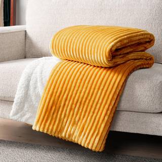 Pavilia sennep gul Sherpa fleece kast tæppe til sofa Twin Soft Plush fuzzy tæpper Fluffy flanel sherpa tæppe til seng varm 3d ribbed vinter tæppe