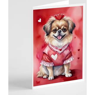 Caroline's Treasures DAC5450GCA7P Tibetan Spaniel Mine Valentine lykønskningskortpakke med 8 blanke kort med konvolutter, finurlig A7 Størrelse 5