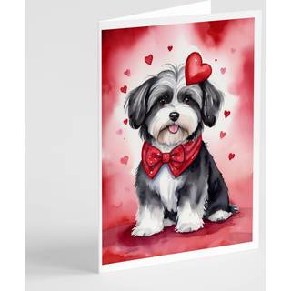 Caroline's Treasures DAC5360GCA7P HAVANESE Mine Valentine lykønskningskortpakke med 8 blanke kort med konvolutter, luneful