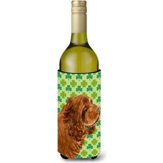 Caroline's Treasures SS4441Literk Sussex Spaniel St. Patrick's Day Shamrock Portrait Wine Bottle Hugger Bottle Cooler Sleeve Hugger Machine vaskb