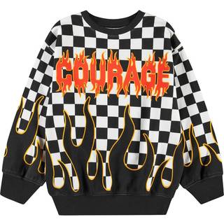 Molo Monti Sweatshirt Check On Fire 92 cm  Sort  92 cm  mand