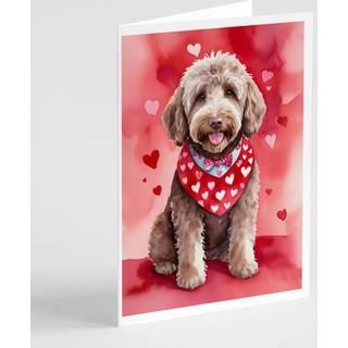 Caroline's Treasures DAC5380GCA7P Labradoodle My Valentine lykønskningskort Pakke med 8 blanke kort med konvolutter, finurlig A7 Størrelse 5x7 to