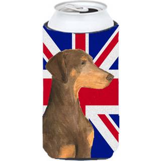 Doberman naturlige ?rer med den engelske union Jack British Flag Tall Boy Beverage Isulator Hugger SS4921TBC