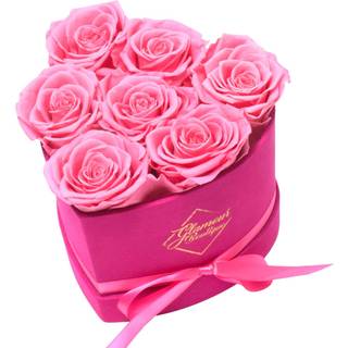 Glamour Boutique 7 -delt Forever Flowers Heart Form Box - Konserverede roser udødelige roser, der varer om året - Eternal Rose bevarede blomster