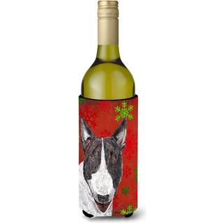 Bull Terrier Red Snowflake Christmas Wine Bottle Beverage Isulator Beverage Isulator Hugger