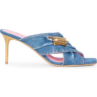 Balmain 75 embellished denim mules - blue - EU 38