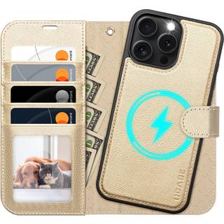 Ocase til iPhone 16 pro max case aftagelig tegnebog med kortholder [2 i 1] pu l?der flip folio case med RFID blokerende stativ h?ndledsrem st?dbe