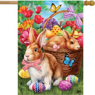 Briarwood Lane Bunnies and Basket Easter House Flag 28 """" X 40 """"