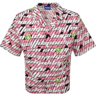 HUGO Blue Eligino Short Sleeve Shirt Pink