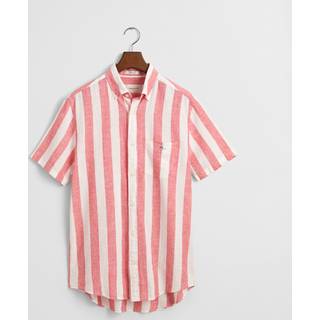 GANT Herre Regular fit stribet skjorte af hør og bomuld med korte ærmer (XL)