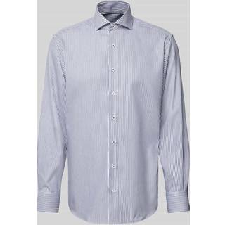 MODERN FIT Shirt in dark blue striped
