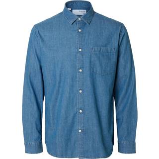 SELECTED HOMME SLHREGCARLO DENIM LS SHIRT NOOS - Blå