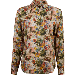 Stenströms Siri Lyserødblomstret skjorte i hør | Dame |Dameskjorter & Bluser | Størrelse: 36 | Lyserød | Print / Patterned | Lange Ærmer