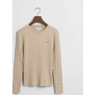 GANT Dame Crewneck sweater af strækbomuld med kabelstrik (M)