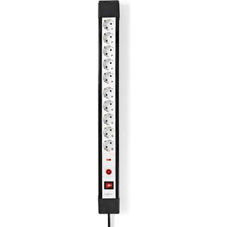 Nedis 10-vejs Power Strip med overspændingsbeskytter, 3680W, 3m - Sort/hvid